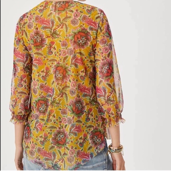 Anthropologie Floral Mesh Blouse Sz S EUC - Picture 3 of 5